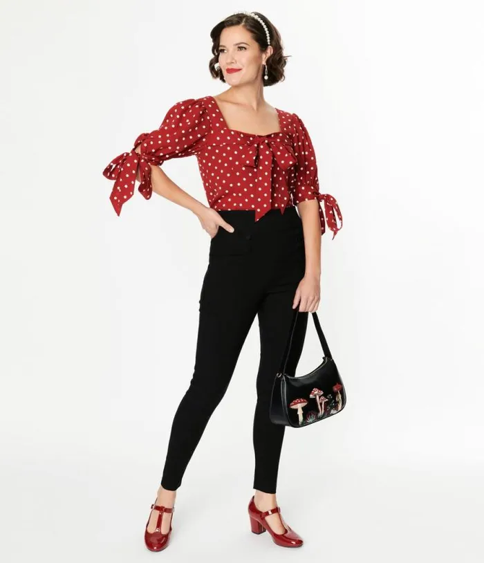 1950s Black High Waisted Cigarette Pants Clothing Unique Vintage Pants