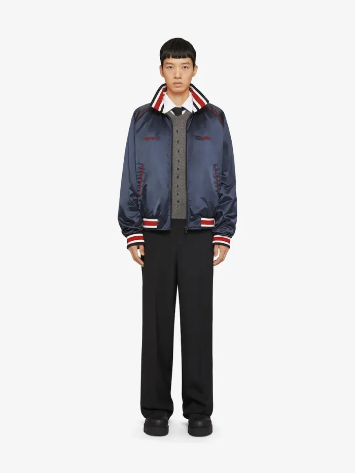 1952 Shiny Bomber Jacket Night Blue Men Givenchy Coats and Jackets