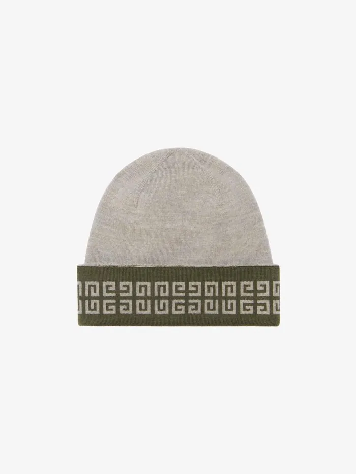4g Double Sided Beanie In Wool Khaki Men Givenchy Beanies and Caps