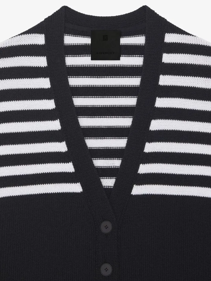 4g Striped Cardigan In Cotton Black Women Givenchy Sweaters
