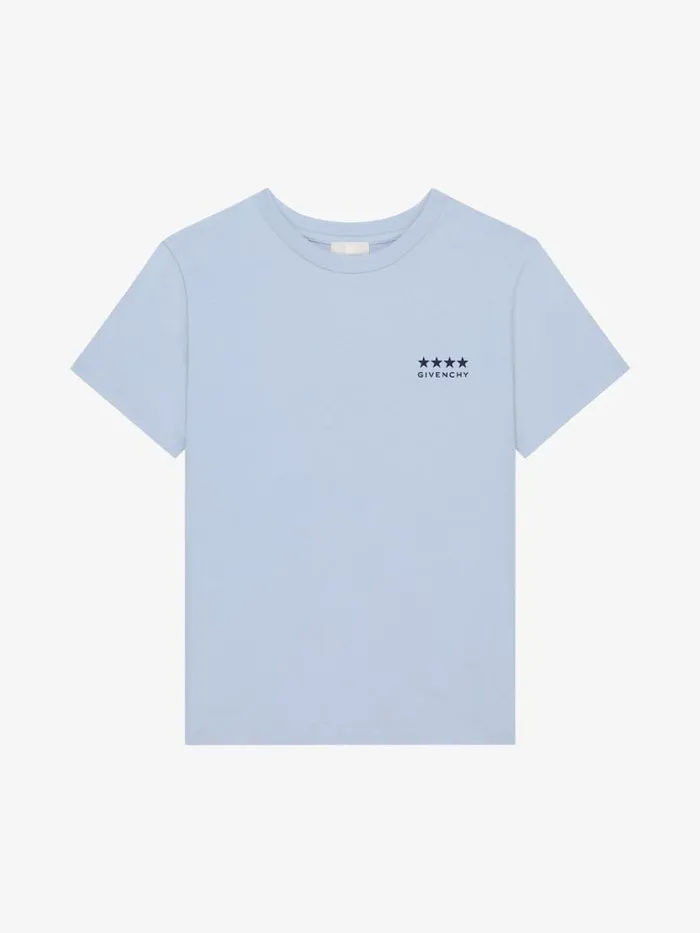 4g TShirt In Cotton Light Blue Kids Givenchy
