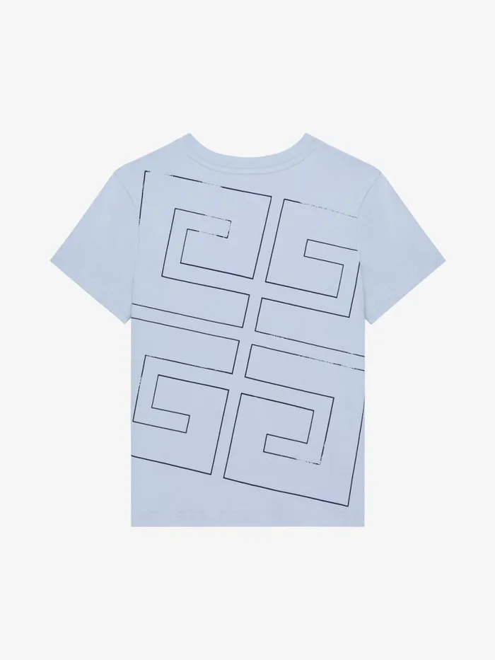 4g TShirt In Cotton Light Blue Kids Givenchy