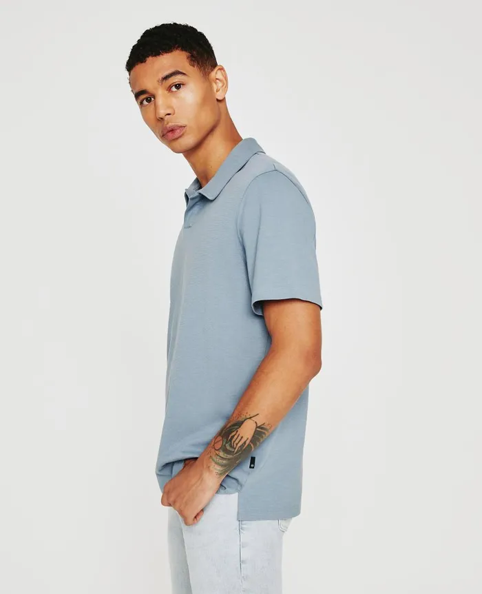 AG Jeans Bryce Johnny Collar Coldwater Slate Men Polos