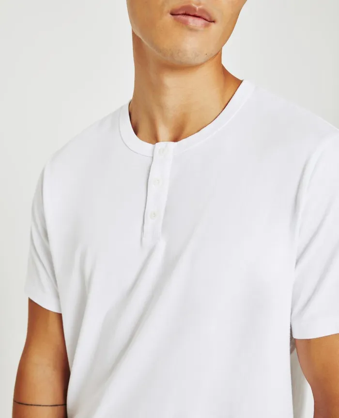 AG Jeans Bryce Short Sleeve Henley True White Men Tees