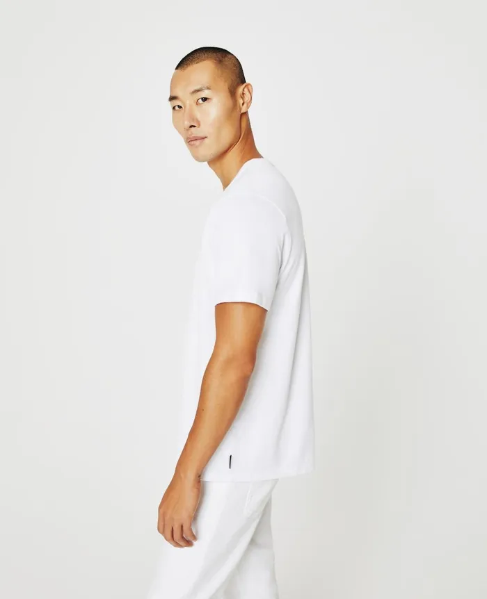 AG Jeans Bryce Short Sleeve Henley True White Men Tees AG Jeans Bryce Short Sleeve Henley True White Men Tees