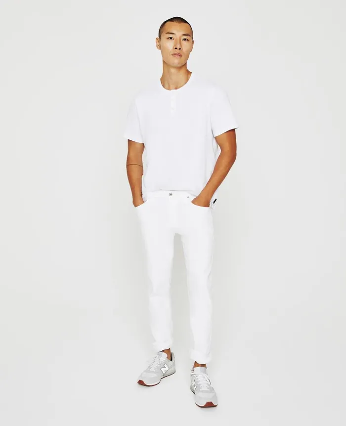 AG Jeans Bryce Short Sleeve Henley True White Men Tees AG Jeans Bryce Short Sleeve Henley True White Men Tees
