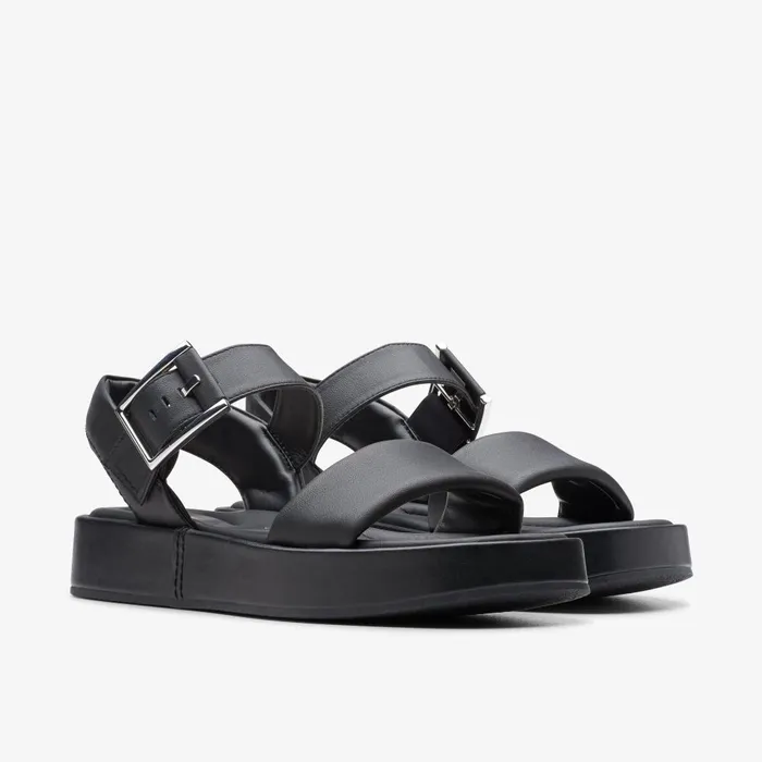 ALDA STRAP Black Leather Women Clarks Platforms