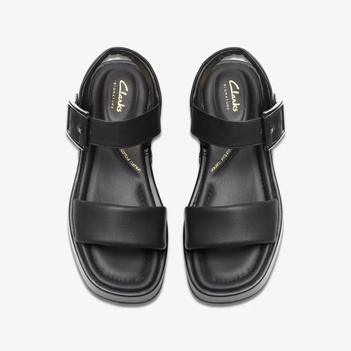 ALDA STRAP Black Leather Women Clarks Platforms