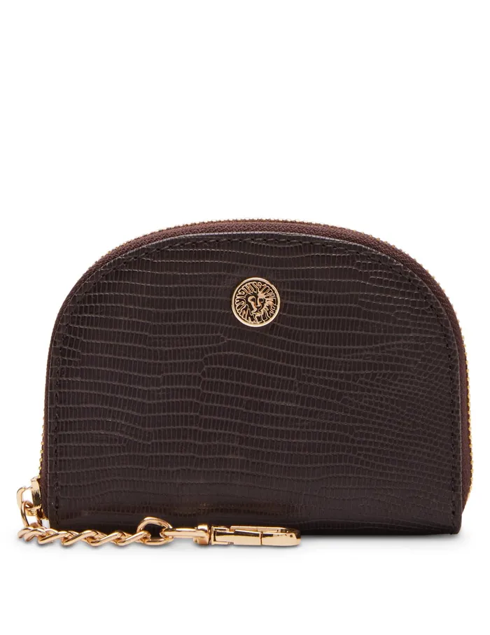 Anne Klein AK Curved Snake Card Case Espresso Women Handbags