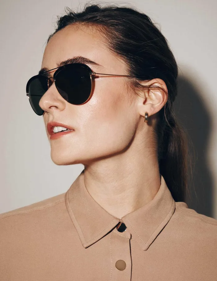 Anne Klein Aviator Combo Sunglasses Gold Women Accessories