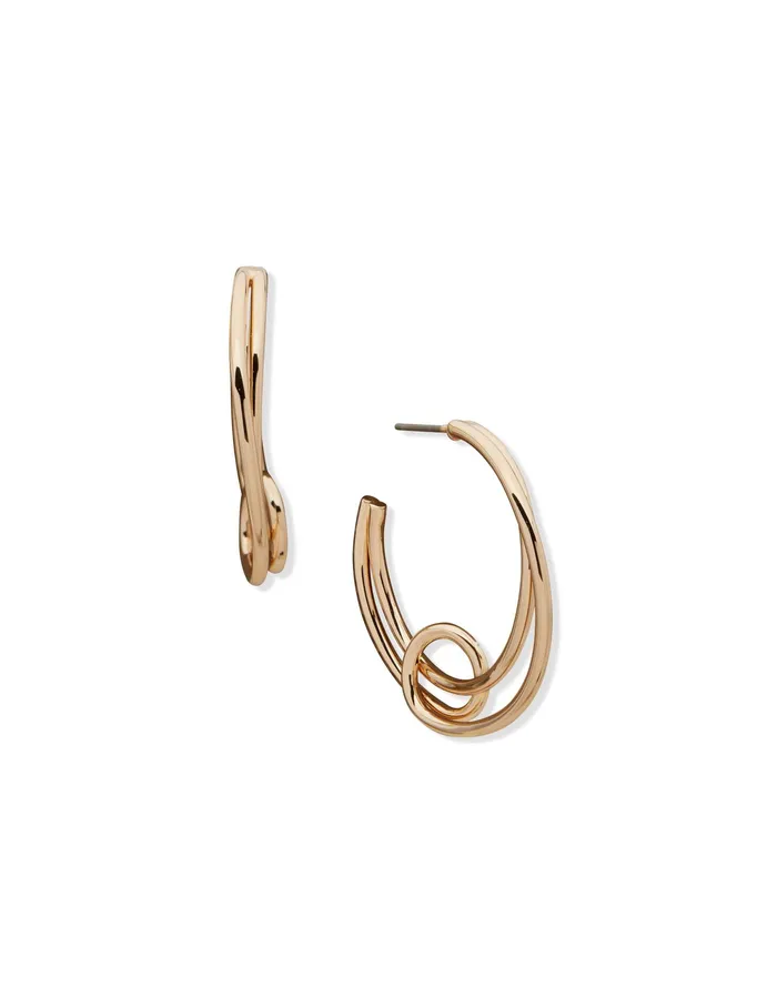 Anne Klein C Hoop Pierced Earrings Gold Tone Women Watches 038 Jewelry
