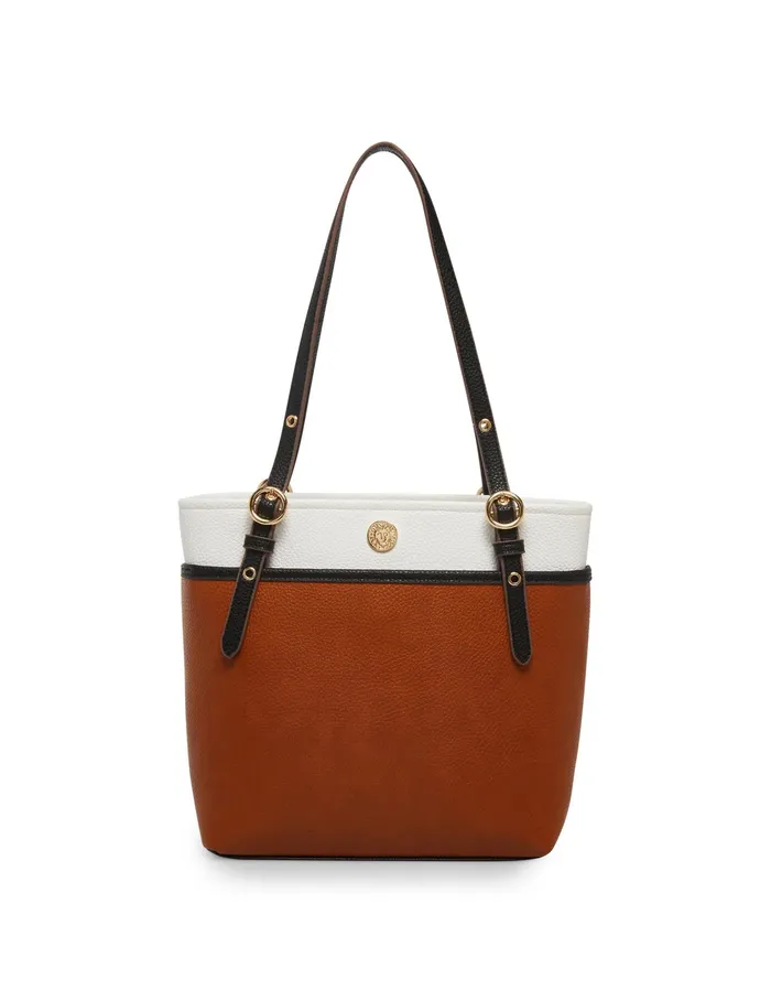 Anne Klein Colorblock AK Perfect Tote Bag Ginger Biscuit Women Handbags