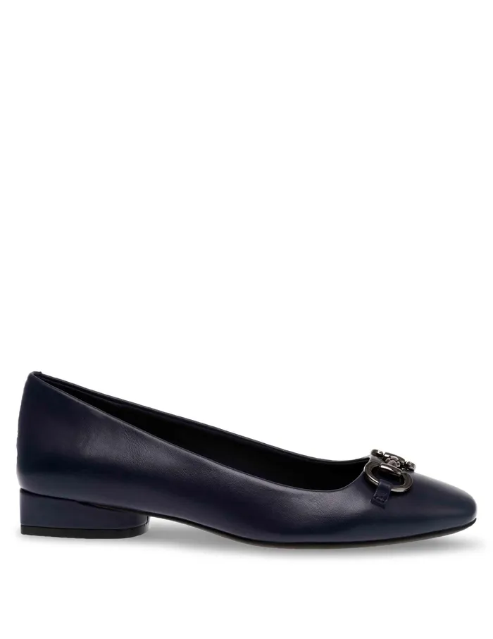 Anne Klein Cora Flat Navy Smooth Women Shoes