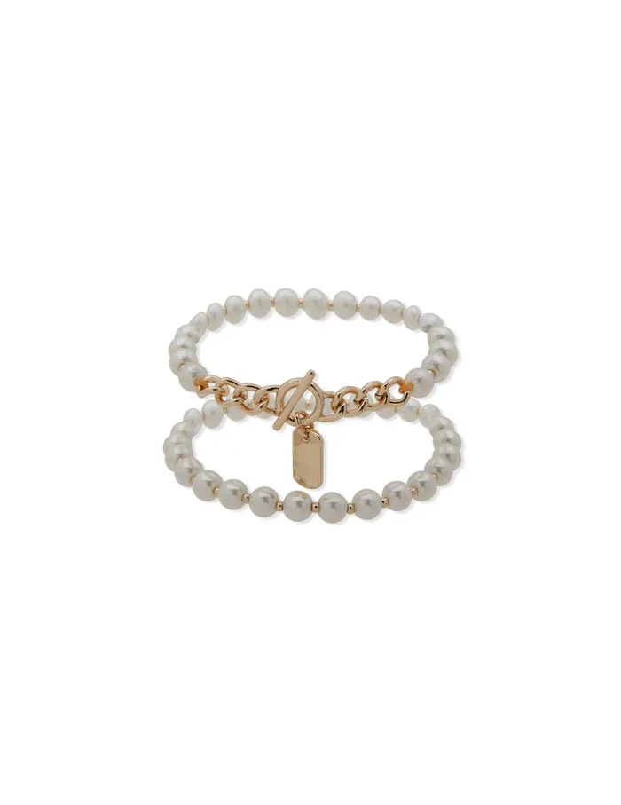 Anne Klein Faux Pearl Stretch Bracelet Set Goldtone Women Watches 038 Jewelry Anne Klein Faux Pearl Stretch Bracelet Set Goldtone Women Watches 038 Jewelry