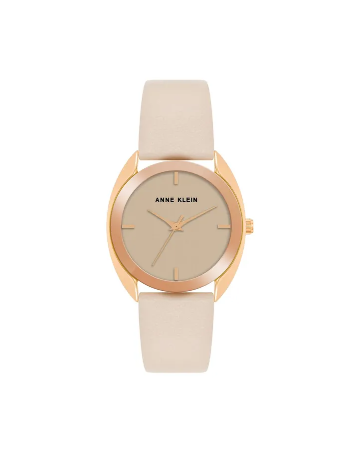 Anne Klein Modern Leather Strap Watch Rose Goldtone Women Watches 038 Jewelry