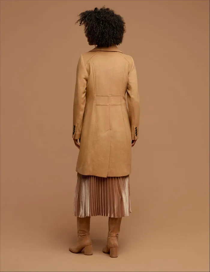 Anne Klein Notch Collar Wool Coat Camel Women Clothing