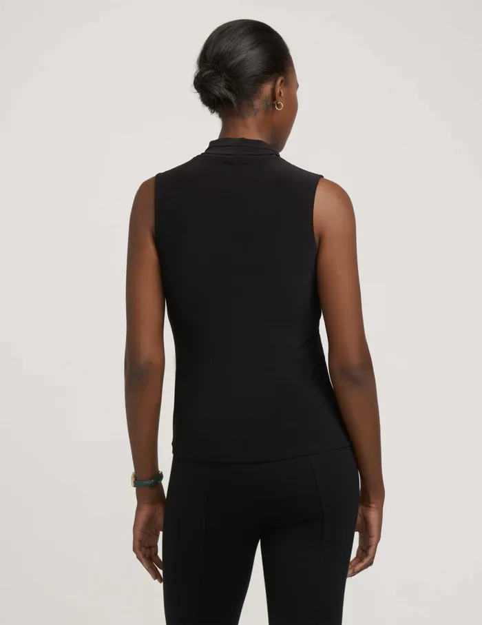 Anne Klein Petite VNeck Triple Pleat Top Anne Black Women Clothing
