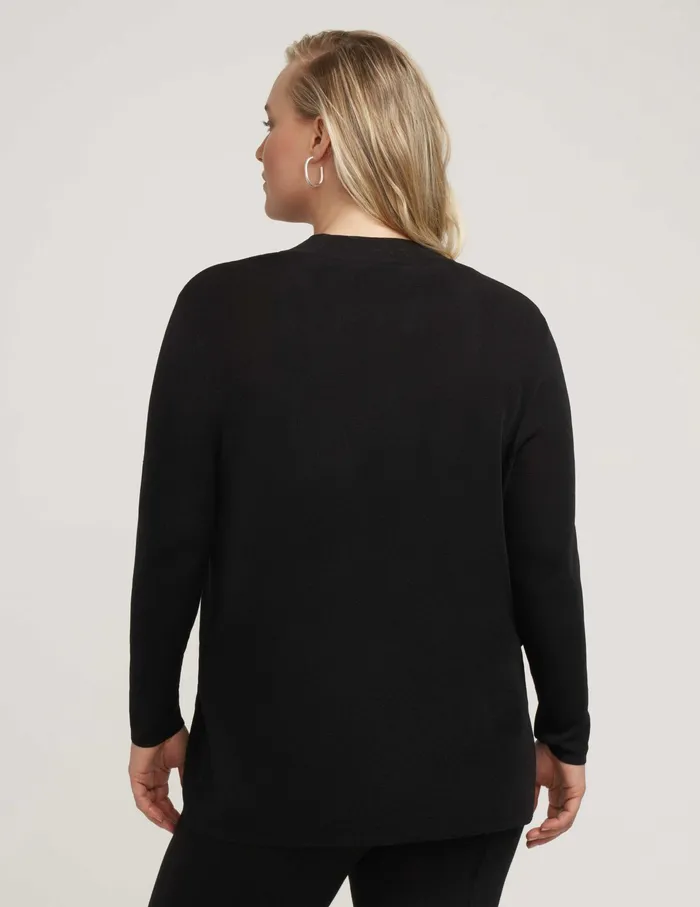 Anne Klein Plus Size Two Pocket Malibu Cardigan Anne Black Women Clothing