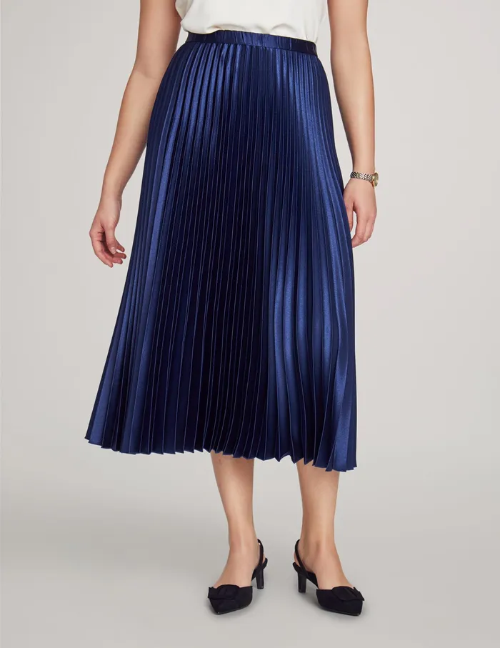 Anne Klein Pull On Pleated Skirt Distant Mountain Women Clothing