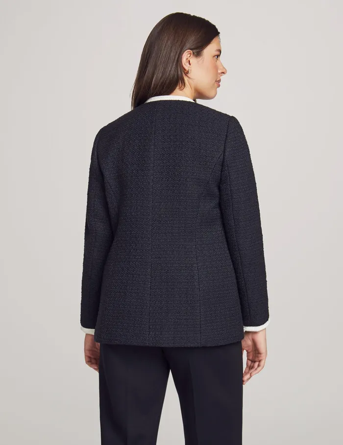 Anne Klein Tweed Four Pocket Cardigan Jacket Anne Black Women Clothing