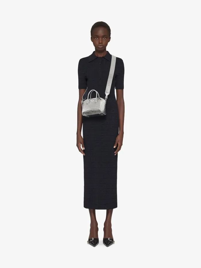 Antigona Toy Bag In Crocodile Effect Leather Light Silvery Women Givenchy Micro Bags