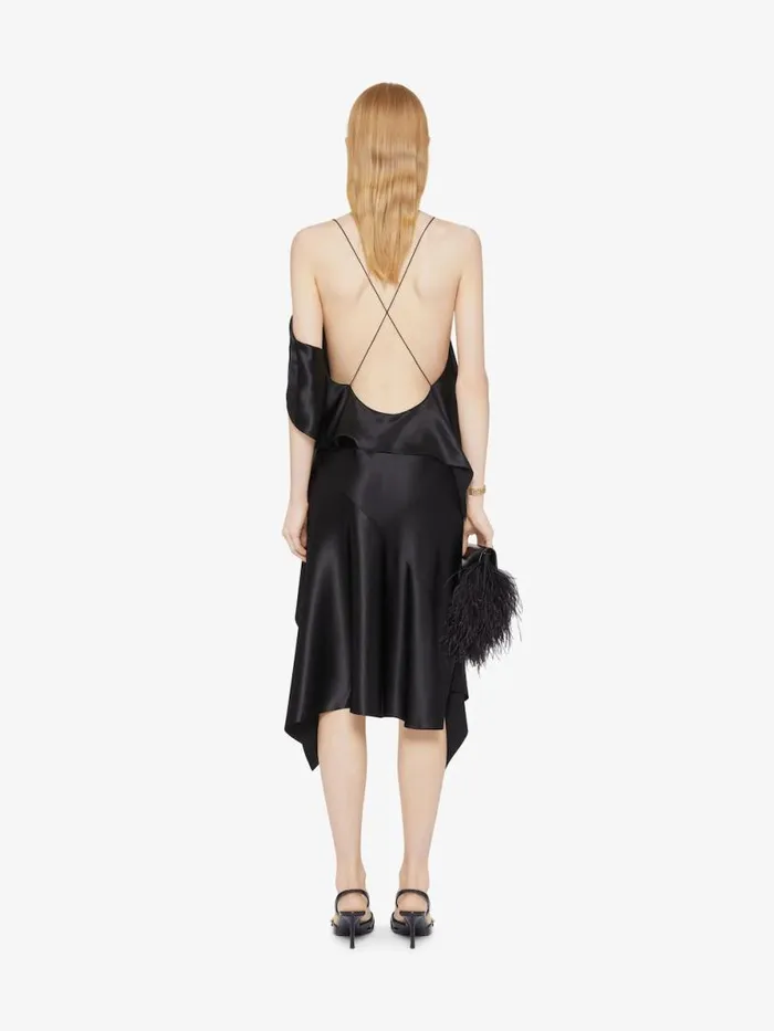 Asymmetric Draped Dress In Satin Black Women Givenchy Dresses