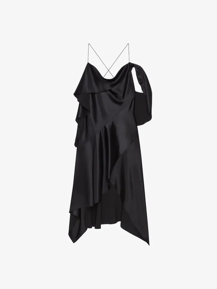 Asymmetric Draped Dress In Satin Black Women Givenchy Dresses