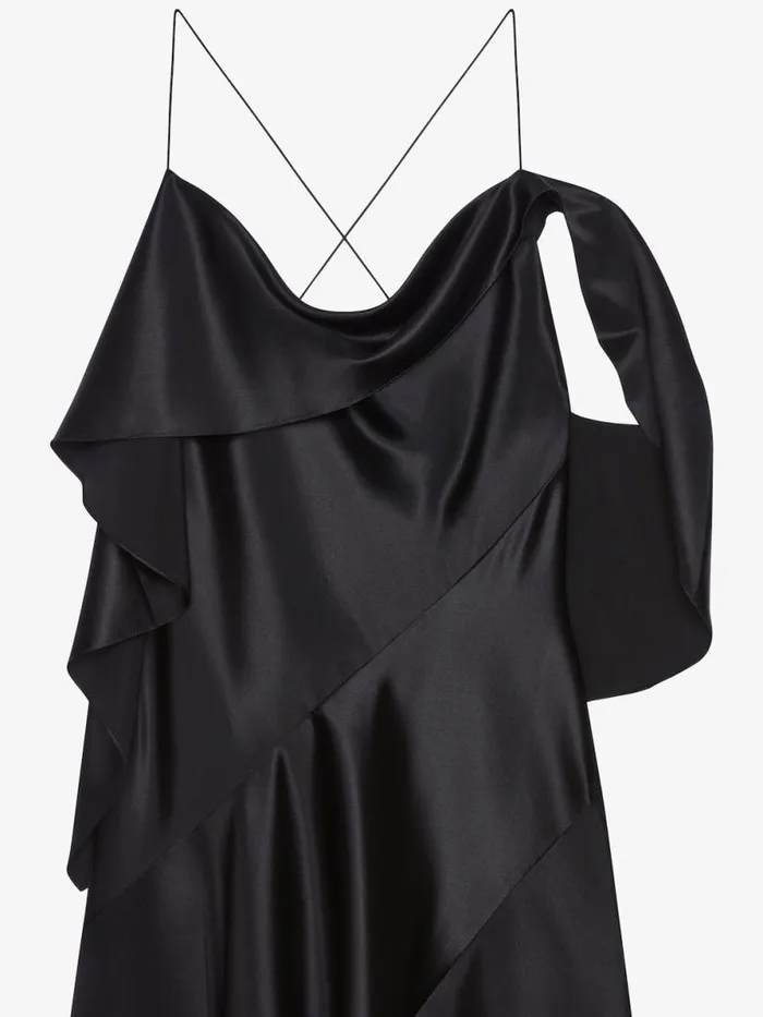 Asymmetric Draped Dress In Satin Black Women Givenchy Dresses