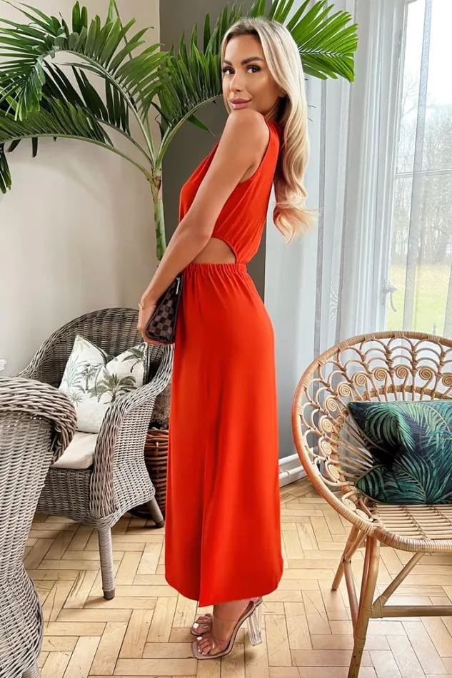 AX Paris Burnt Orange Cut Out Midi Dress Dresses
