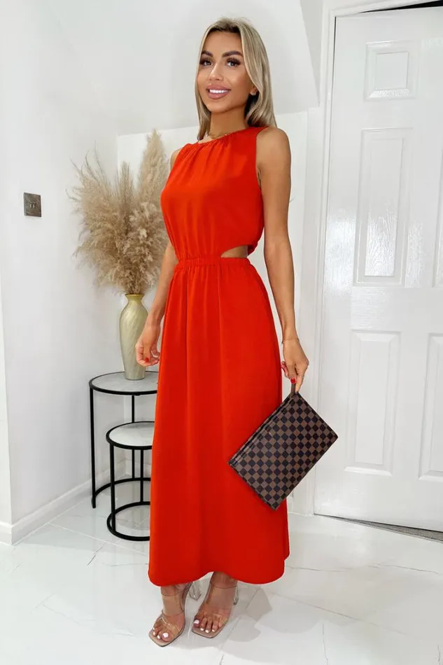 AX Paris Burnt Orange Cut Out Midi Dress Dresses