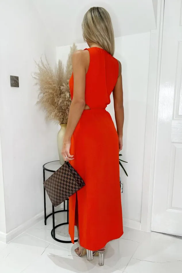 AX Paris Burnt Orange Cut Out Midi Dress Dresses