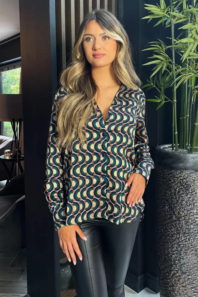 AX Paris Multi Printed Long Sleeve Shirt Tops
