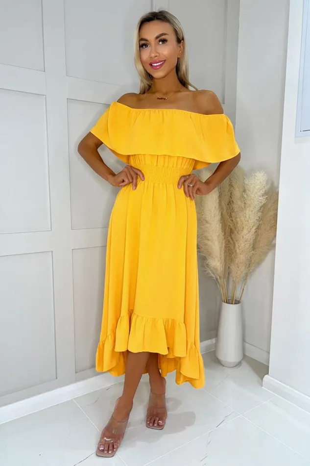 AX Paris Yellow Bardot Style Midi Dress Dresses