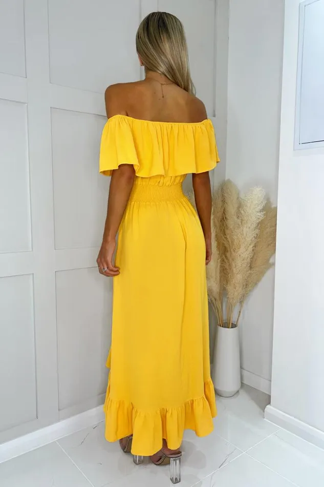 AX Paris Yellow Bardot Style Midi Dress Dresses