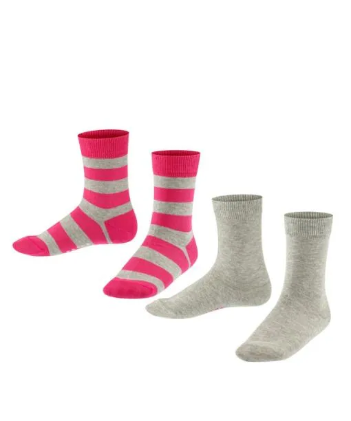 Babies and Kids Happy Stripe 2Pack Kids Socks Light Grey FALKE Socks