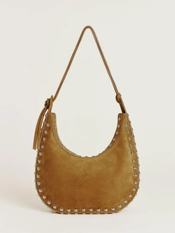Bags The Reformation Medium Rosetta Shoulder Bag Bog Suede With Perimeter Studs Bags The Reformation Medium Rosetta Shoulder Bag Bog Suede With Perimeter Studs