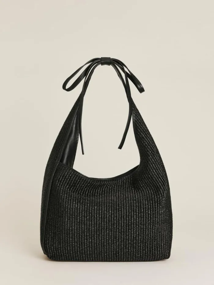 Bags The Reformation Medium Vittoria Tote Bag Black Raffia