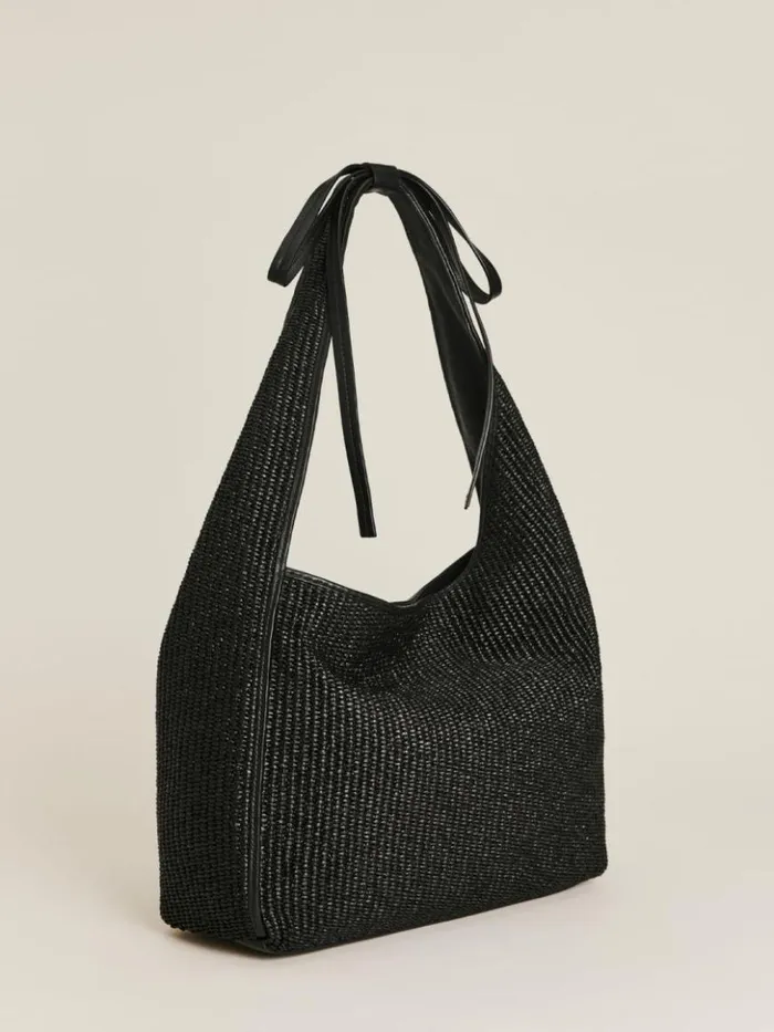 Bags The Reformation Medium Vittoria Tote Bag Black Raffia