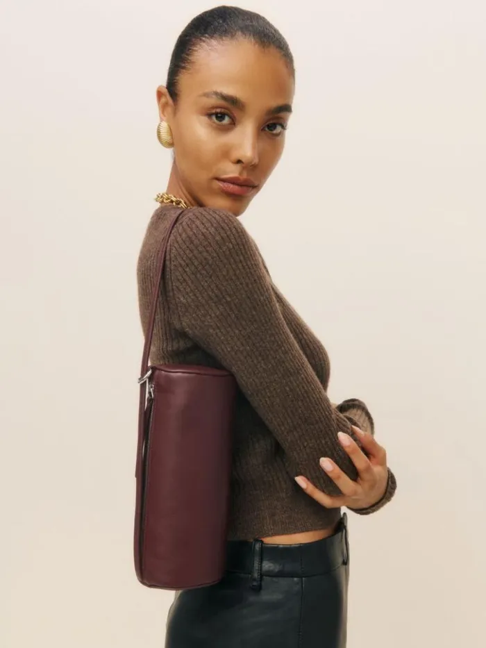 Bags The Reformation Simona Cylinder Bag Ruby Leather