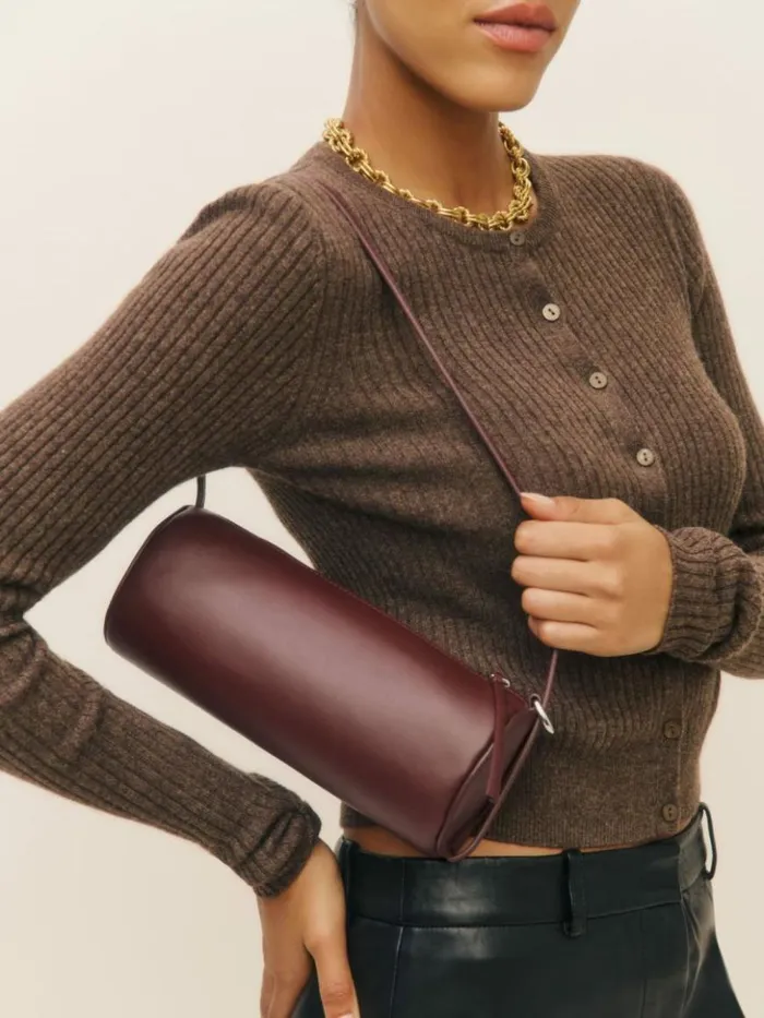 Bags The Reformation Simona Cylinder Bag Ruby Leather