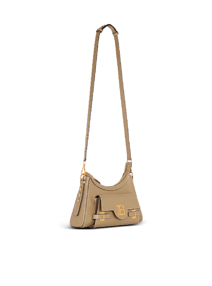 Balmain Crossbody Bags Women Calfskin BBuzz Hobo Bag Brown