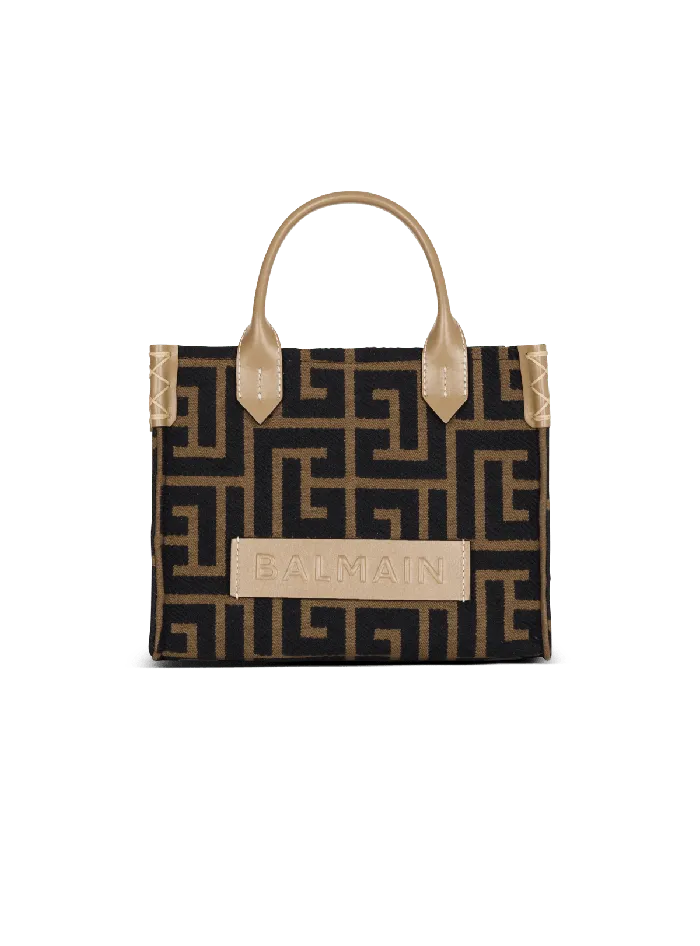 Balmain Crossbody Bags Women Small BArmy Tote Bag In Jacquard Fabric With A PB Labyrinth Monogram Black