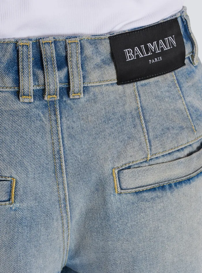 Balmain Denim Women Pleated Denim Jeans Blue