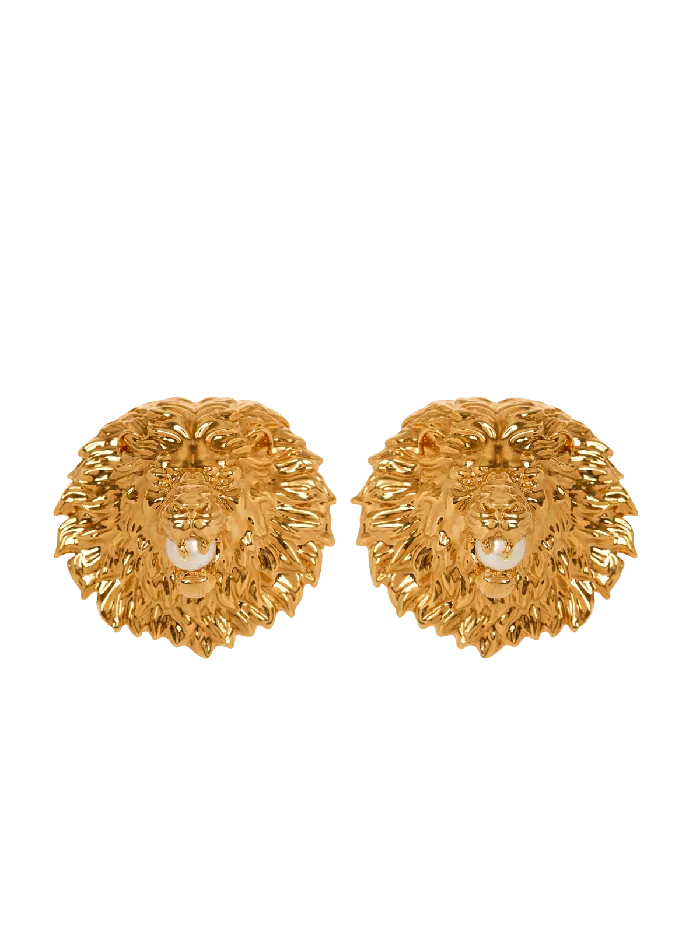 Balmain Fashion Jewelry Women Lion Metal And Pearl Earrings Gold