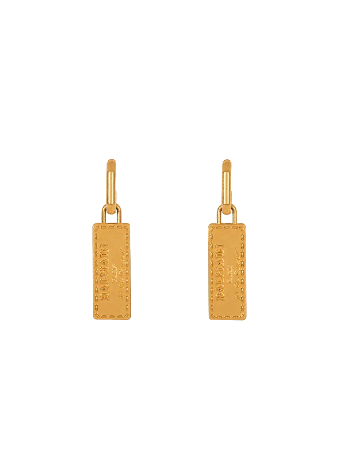 Balmain Fashion Jewelry Women Signature Tubular Earrings Gold