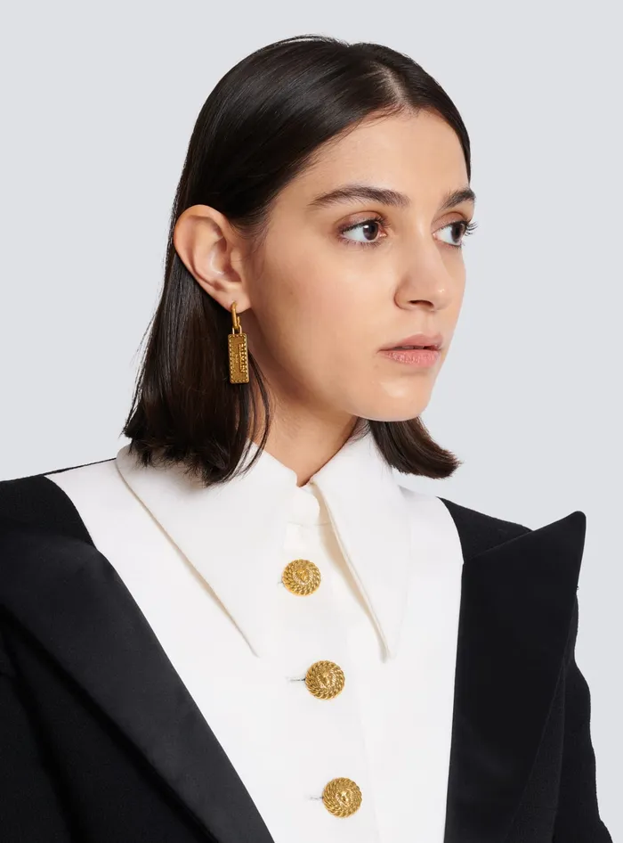 Balmain Fashion Jewelry Women Signature Tubular Earrings Gold