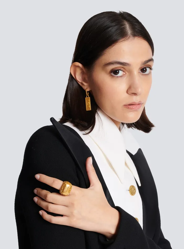 Balmain Fashion Jewelry Women Signature Tubular Earrings Gold