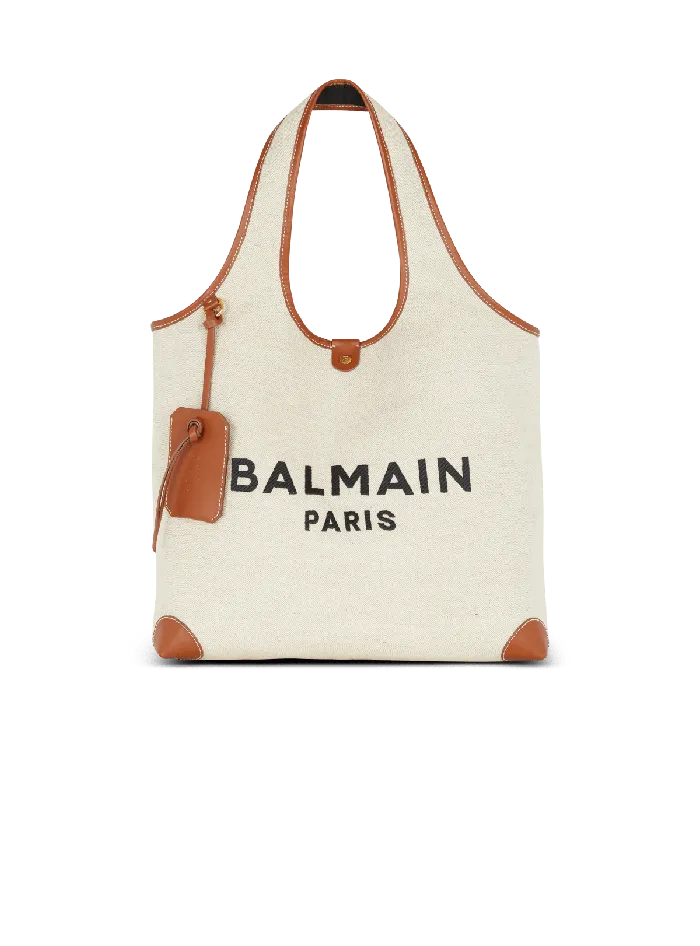 Balmain Grocery Bags Women Canvas And Leather Barmy Grocery Bag Brown