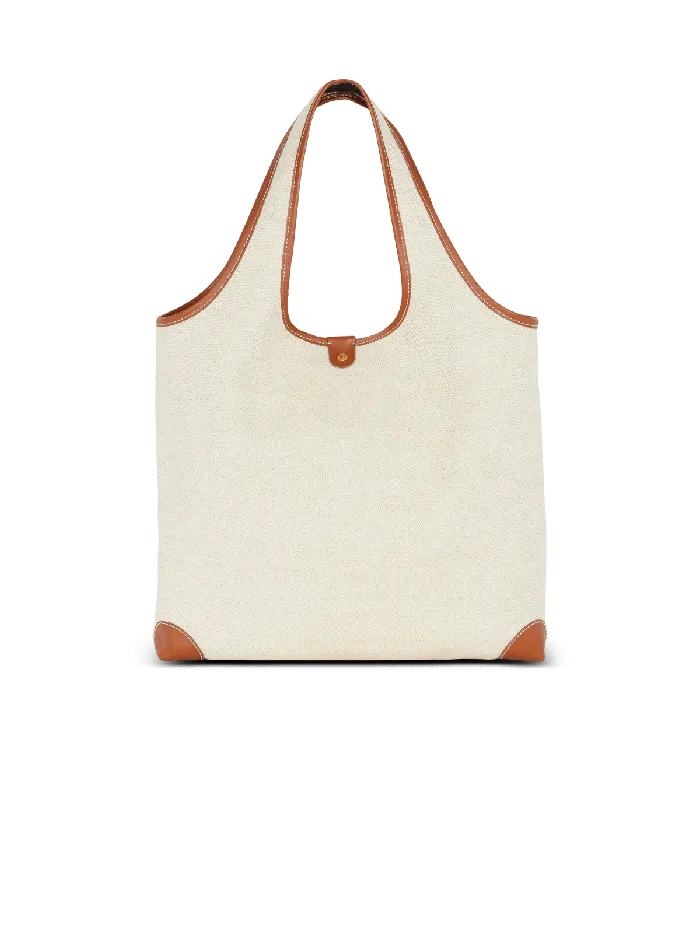 Balmain Grocery Bags Women Canvas And Leather Barmy Grocery Bag Brown