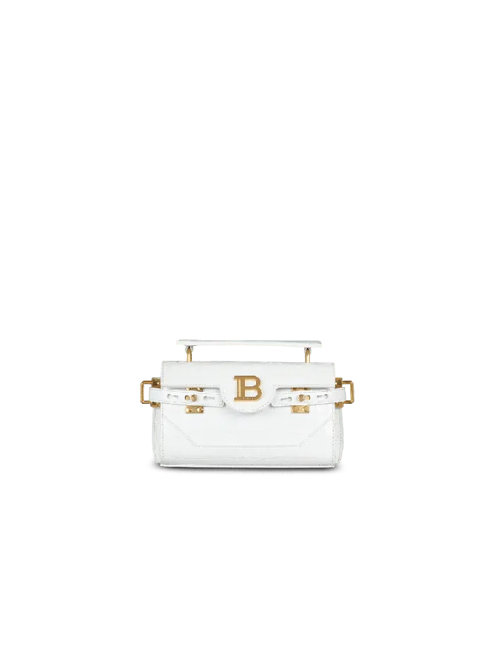 Balmain Handbags Women BBuzz 19 Bag In Crocodile Effectembossed Leather White